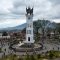 Jam Gadang in Bukittinggi city center, West Sumatra or Panoramic view of Sianok Canyon in Bukittinggi, Indonesia
